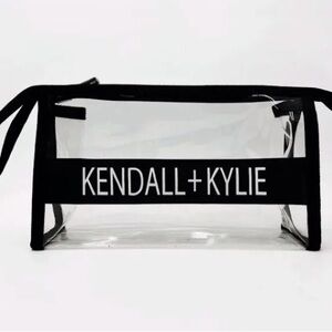 Kendall + Kylie Clear Makeup Bag Black Trim Logo‎ Travel Cosmetic Pouch